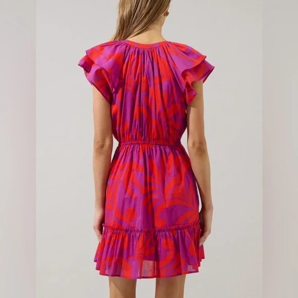 Sugarlips Fuchsia and Scarlet Mini Dress - Picture 3 of 10